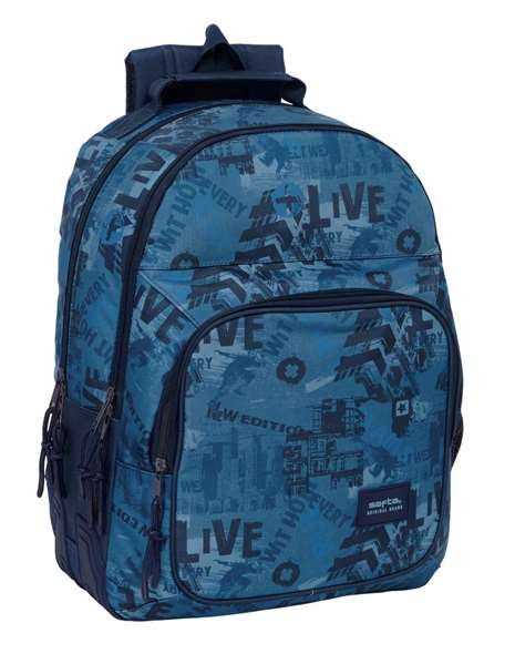 Safta Sac à dos double adapté au chariot "New Edition" 32x42x15 cm pour enfant à partir de 3 ans