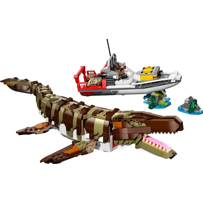 Lego 76974 Jurassic World Bateau en mission avec Mosasaure articulé - 858 pièces - Jouet de construction pour enfants à partir de 9 ans