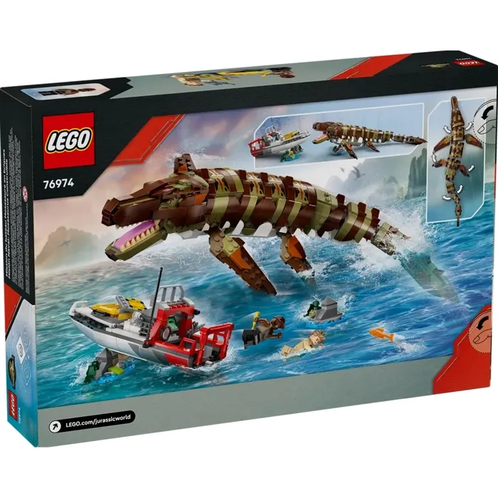 Lego 76974 Jurassic World Bateau en mission avec Mosasaure articulé - 858 pièces - Jouet de construction pour enfants à partir de 9 ans