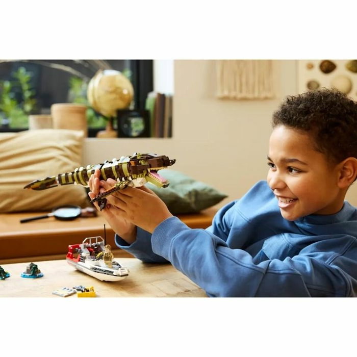LEGO Jurassic World Le Bateau en Mission et le Mosasaure en Briques