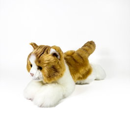 DEQUBE Peluche Chat Marron et Blanc Allongé 25cm licence BOCALAN +0 mois