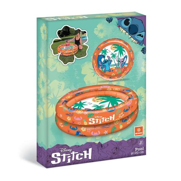 Unice Piscine Gonflable Stitch avec 2 Aros, Diamètre 100 cm, pour Enfants dès 10 Mois