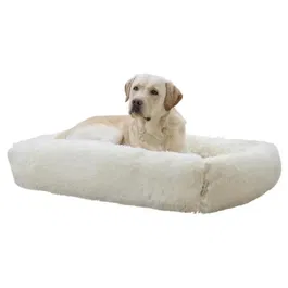 Kerbl Fluffy Corbeille Moelleuse pour Chien et Chat, 80 x 60 cm, Bord Surélevé, Rembourrage Extra Doux, Fond Antidérapant, Crème, Lavable en Machine