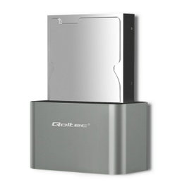 QOLTEC Station d'accueil USB 3.0 gris argent, compatible HDD 2,5 pol, 3,5 pol et SSD