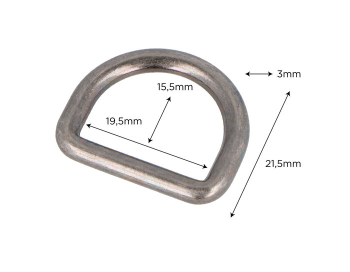 Innspiro Anneaux en forme de D Argent Vieilli 19,5 mm (5 unités)