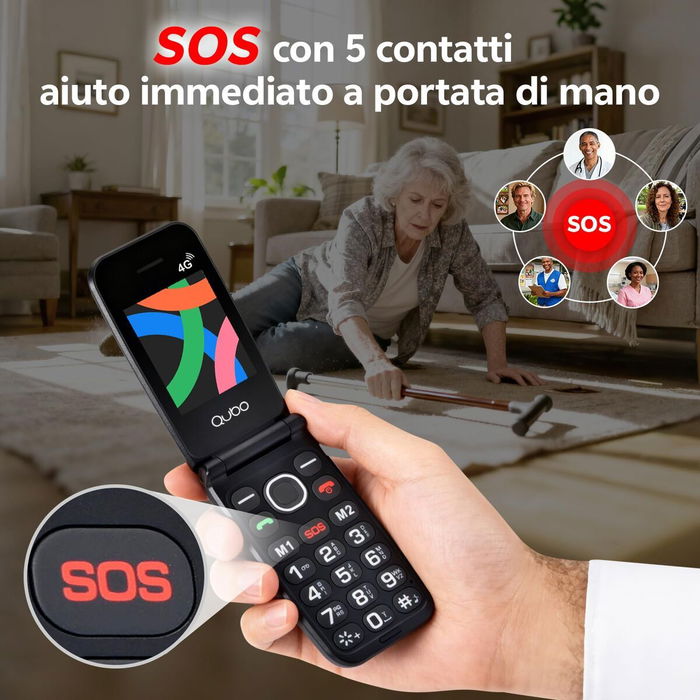 Téléphone portable pour personnes âgées Qubo NEONWBK 4G Noir 32 GB 256 GB 2,4"