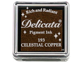 Tsukineko Tampon d'encre DELICATA cuivre céleste métallique brillant 33x33mm