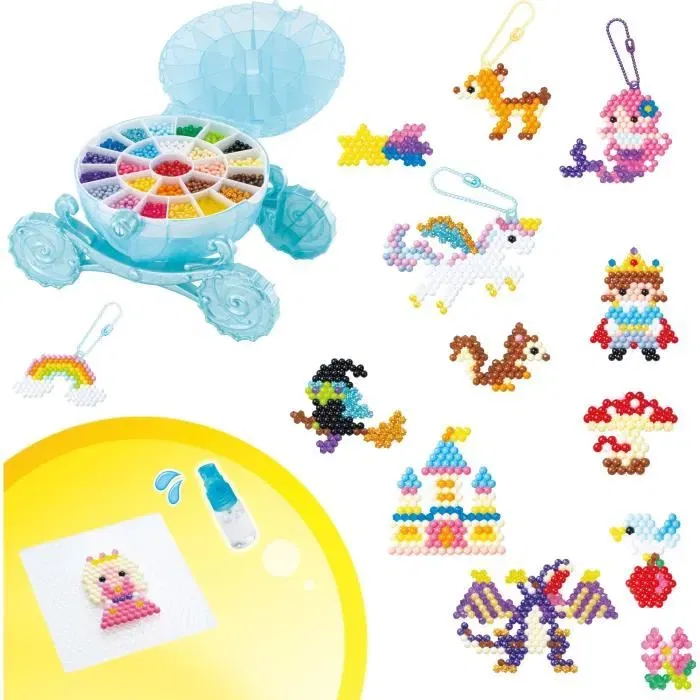 Aquabeads 35073 Le Carrosse Enchanté - Coffret de Loisirs Créatifs avec 1500 Perles à Eau pour Créations Magiques (Dragon, Sorcière) - À Partir de 4 Ans