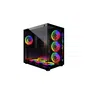 MRED Boîtier PC Gamer ATX Crystal Sea Noir avec Éclairage RGB, Ventilateurs Inclus, 7 Baies Internes - 277 x 415 x 415 mm