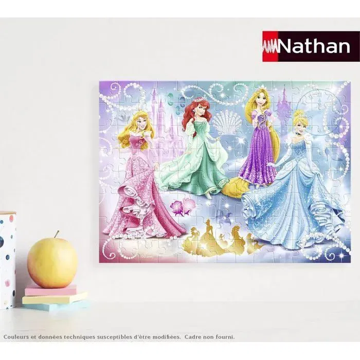 Nathan Puzzle 100 Pièces - Princesses Étincelantes - Disney Princesses - Avec Trieurs de Pièces