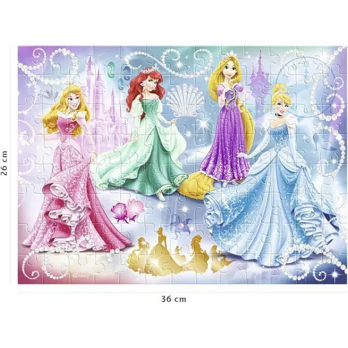 Nathan Puzzle 100 Pièces - Princesses Étincelantes - Disney Princesses - Avec Trieurs de Pièces