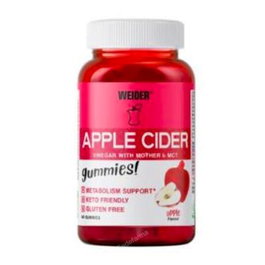 Weider Gommes au Vinaigre de Cidre de Pomme 50 Gummies, Vegan, Keto, Arôme Pomme