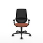 Chaise Mardos Synchro 4 positions tissu Marron Maille Noir Base en nylon noir Accoudoir 1D Sans appui-tête Roulettes 65mm nylon