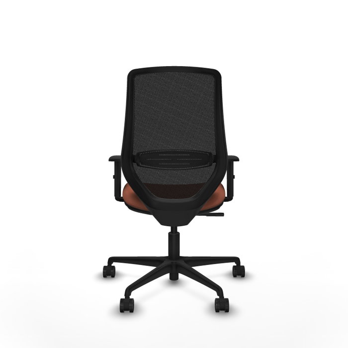 Chaise Mardos Synchro 4 positions tissu Marron Maille Noir Base en nylon noir Accoudoir 1D Sans appui-tête Roulettes 65mm nylon