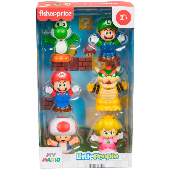 Fisher-Price Little People Pack de 6 Figurines Super Mario - Mario, Luigi, Peach, Toad, Yoshi, Bowser Fisher-Price Little People Pack de 6 Figurines Super Mario - Mario, Luigi, Peach, Toad, Yoshi, Bowser