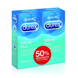 Durex Natural Plus Préservatifs - Lot de 2 Boîtes de 12 Unités