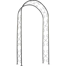 Nature Pergola Arche en Métal Décor Volutes - Acier Galvanisé Noir - Dimensions 112,5 x 39,5 x 231 cm