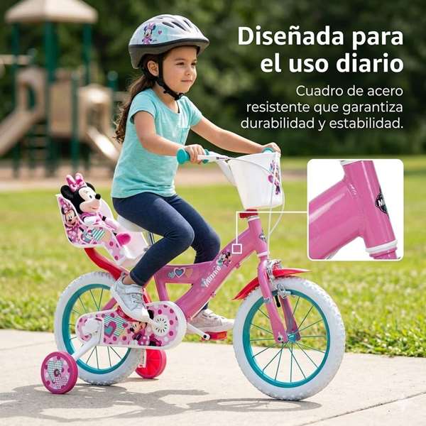 Huffy 14" Bicicleta Minnie pour Enfants 4-6 Ans Vélo Fille 14 Pouces Rosa Métal Montage Nécessaire