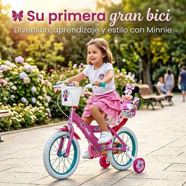 Huffy 14" Bicicleta Minnie pour Enfants 4-6 Ans Vélo Fille 14 Pouces Rosa Métal Montage Nécessaire