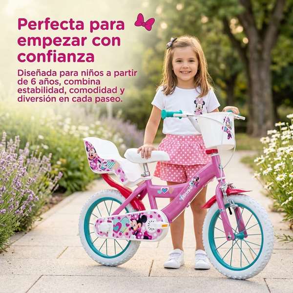 Huffy 14" Bicicleta Minnie pour Enfants 4-6 Ans Vélo Fille 14 Pouces Rosa Métal Montage Nécessaire