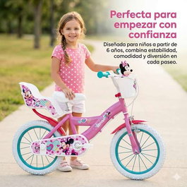 Huffy 14" Bicicleta Minnie pour Enfants 4-6 Ans Vélo Fille 14 Pouces Rosa Métal Montage Nécessaire