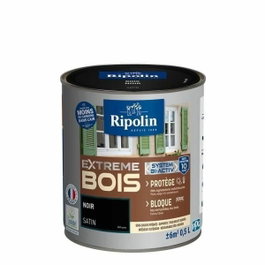 Ripolin Peinture Bois Satin Haute Protection Noir 0,5 L