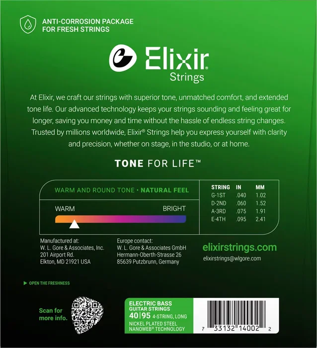 ELIXIR Jeu de cordes Nanoweb XL 40-95 pour basse électrique