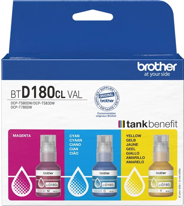 Brother BTD180CLVAL Multipack Cyan, Magenta, Jaune Brother BTD180CLVAL Multipack Cyan, Magenta, Jaune