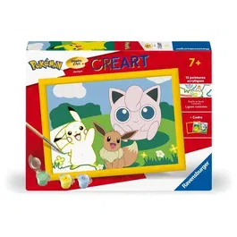 Ravensburger 25839 CreArt Kids - Kit de Peinture par Numéros Pokémon 18x24 cm avec Cadre, Tableau Pré-peint, Pinceau et Peintures - Jeu Créatif dès 7 Ans