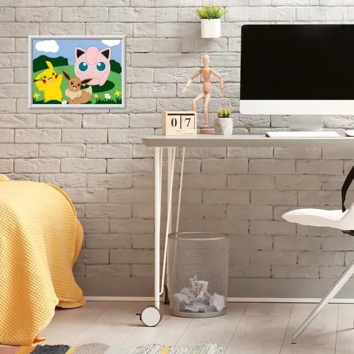 Ravensburger 25839 CreArt Kids - Kit de Peinture par Numéros Pokémon 18x24 cm avec Cadre, Tableau Pré-peint, Pinceau et Peintures - Jeu Créatif dès 7 Ans