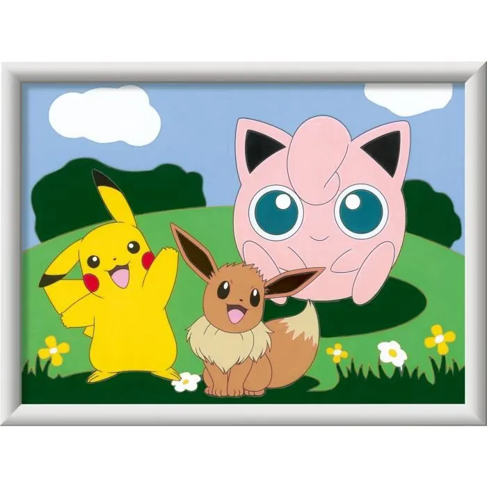 Ravensburger 25839 CreArt Kids - Kit de Peinture par Numéros Pokémon 18x24 cm avec Cadre, Tableau Pré-peint, Pinceau et Peintures - Jeu Créatif dès 7 Ans