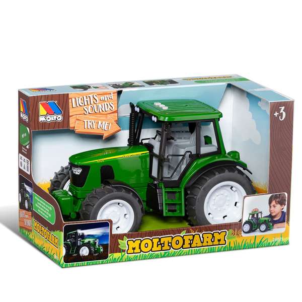 Molto Tracteur de ferme Big Friction avec sons et lumières, fonctionne avec piles LR44, échelle 1:16, pour enfants dès 3 ans Molto Tracteur de ferme Big Friction avec sons et lumières, fonctionne avec piles LR44, échelle 1:16, pour enfants dès 3 ans