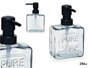 Berilo Distributeur de Savon Noir 250 ml en Verre et Plastique 9x15x5 cm (Set de 12)