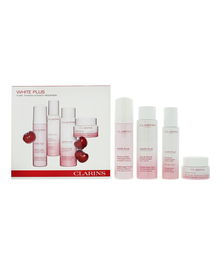 Clarins Set Coffret White Plus Soin Éclaircissant et Hydratant - Émulsion de Jour Visage 75 ml, Mousse Nettoyante 150 ml, Lotion Visage 200 ml et Masque Gel 50 ml