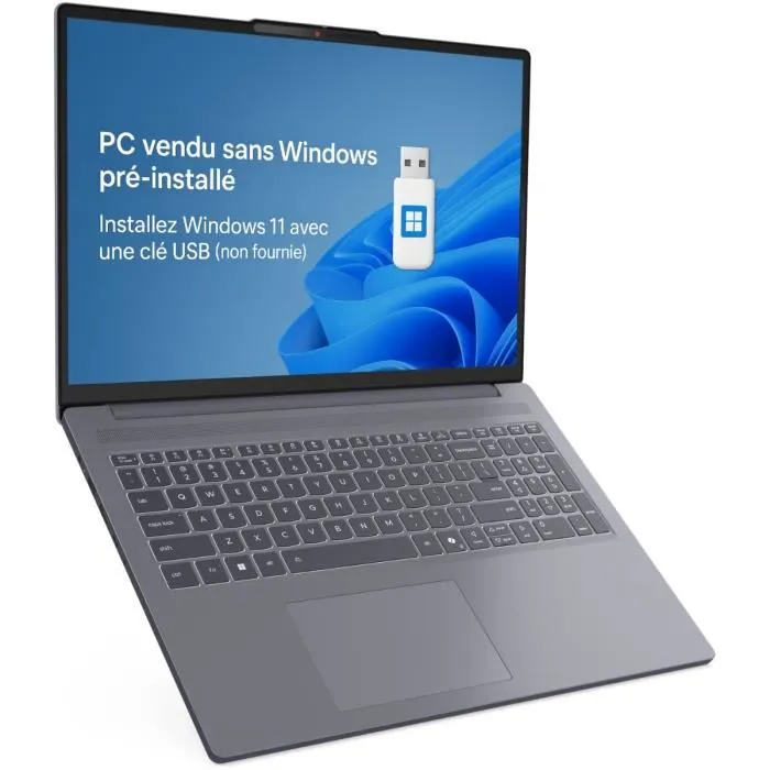 Lenovo IdeaPad Slim 3 16IRH10 - PC portable 16" WUXGA IPS, Intel Core i5-13420H, RAM 16 Go, SSD 512 Go, clavier AZERTY, sans OS, avec sac à dos