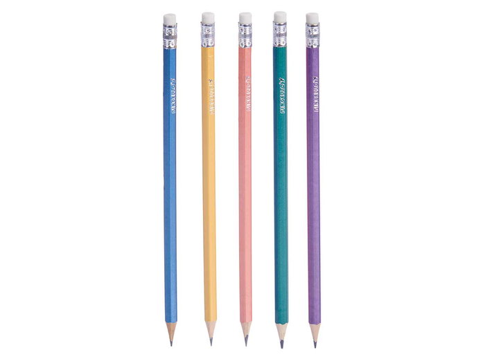 Pincello Set de 5 crayons pastel avec gomme - Multicolore (jaune, bleu, orange, vert, violet) - 24.5 x 8 x 0.5 cm (Set de 24)