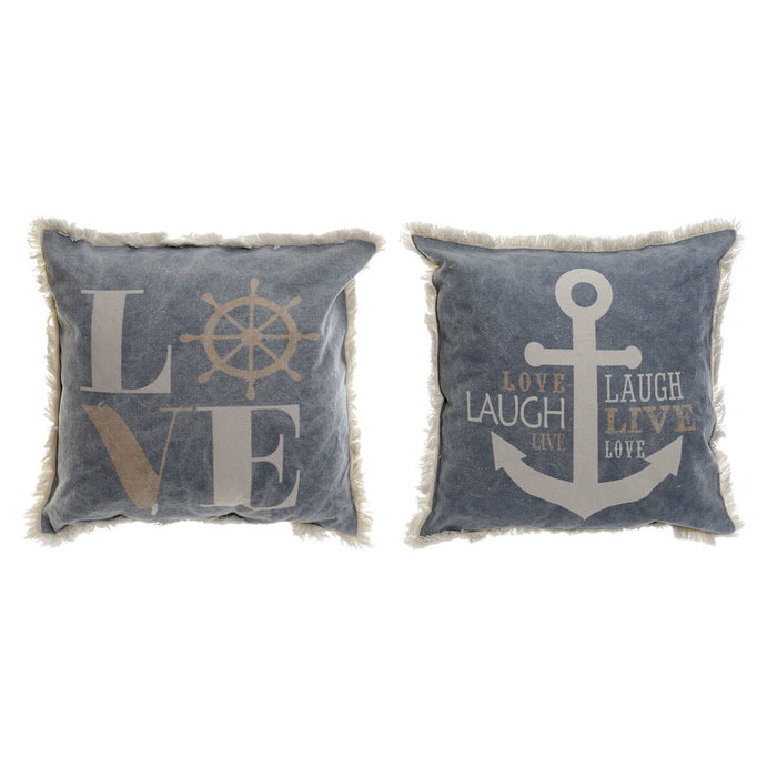 Coussin DKD Home Decor Bleu Blanc Marin Frange (45 x 10 x 45 cm) (2 Unités) Coussin DKD Home Decor Bleu Blanc Marin Frange (45 x 10 x 45 cm) (2 Unités)
