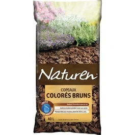 Naturen Paillis de Copeaux Colorés Bruns 40 Litres - Retient l'Humidité et Lutte contre les Mauvaises Herbes pour Massifs et Arbres