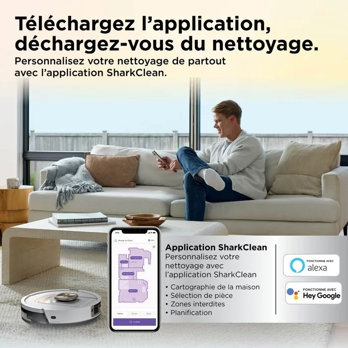 Shark Robot aspirateur laveur PowerDetect ThermaCharged AV2910XEEUWH avec base autovidante Shark Robot aspirateur laveur PowerDetect ThermaCharged AV2910XEEUWH avec base autovidante