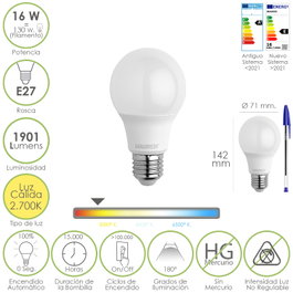 MAURER Ampoule LED Standard E27 16W Lumière Chaude