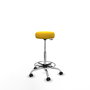 Tabouret Tolosa Pivotant Cuir écologique Non applicable Maille Jaune Structure chromée Sans accoudoirs Sans appui-tête Roulettes pour moquette