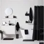 Today Set de douche Utility - Noir - Panier de rangement, tapis de bain et rideau de douche imprimé