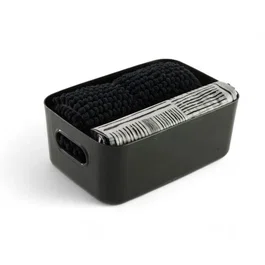 Today Set de douche Utility - Noir - Panier de rangement, tapis de bain et rideau de douche imprimé