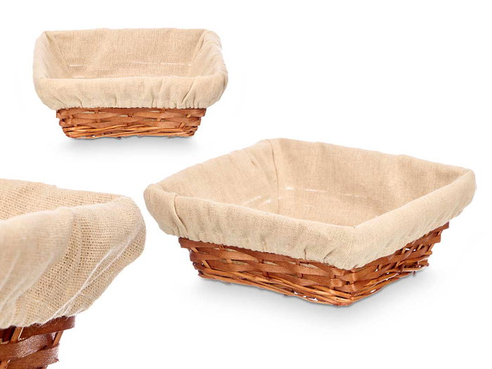 Kipit Cesta Carrée en Osier et Bois 23 x 9 x 23 cm Naturel (Set de 36) Kipit Cesta Carrée en Osier et Bois 23 x 9 x 23 cm Naturel (Set de 36)