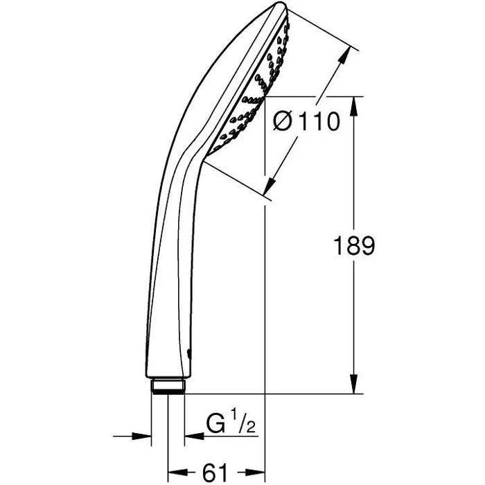 Grohe Douchette de main 1 jet Vitalio Joy 110 Chromé avec technologie DreamSpray pour douche uniforme et EcoJoy pour économie d'eau jusqu'à 40%, forme élancée et ergonomique
