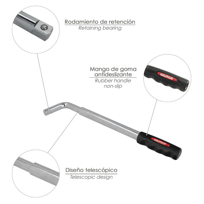 WOLFPACK LINEA PROFESIONAL Clé de croisement pour pneus de voiture WOLFPACK LINEA PROFESIONAL Clé de croisement pour pneus de voiture