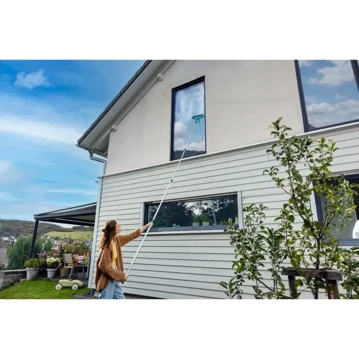 Leifheit Mango Telescopique 41523 145-400 cm, Manico di scopa regolabile ed estensibile, Sistema Click, Per pulizia pavimenti, finestre