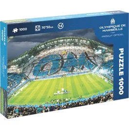 Megableu Puzzle 2D OM - Olympique de Marseille avec tifo - 1000 pièces - À partir de 14 ans - Langue française