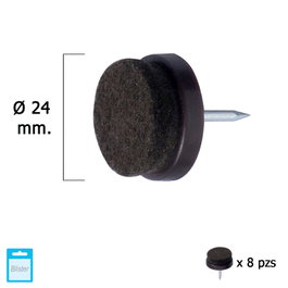 MAURER Patin marron à feutre Ø24 (blister 8 unités)