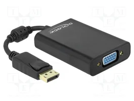 DELOCK Adaptateur DisplayPort 1.1a vers D-Sub 15pin VGA et Jack 3,5mm, Noir